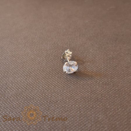 Piercing pentru ureche - Cercel Unisex cu Cristal Zirconia Alb - Argint 925, 6 mm