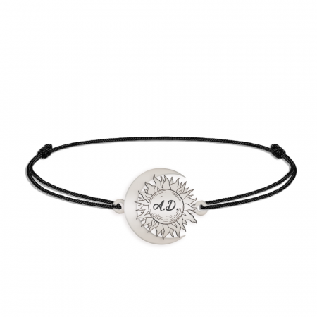 Bratari personalizate - Ceres - Bratara personalizata snur Soare si Luna din argint 925