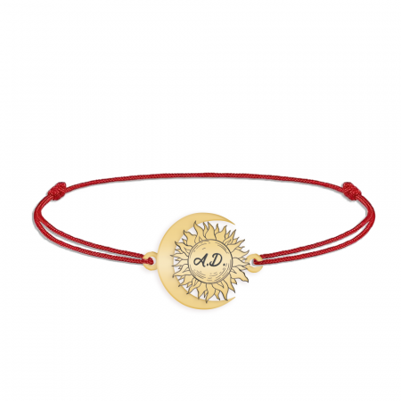 Bratari personalizate - Ceres - Bratara personalizata snur Soare si Luna din argint 925 placat cu aur galben 24K
