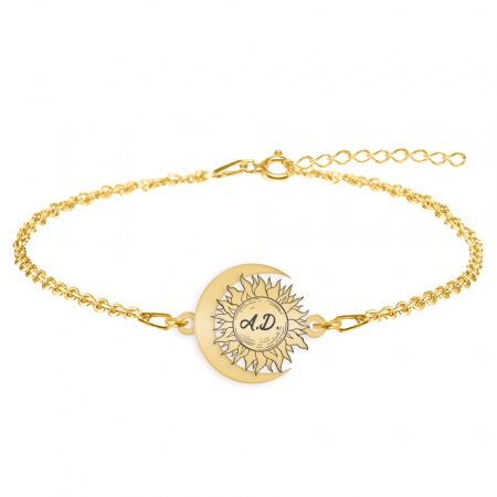 Bijuterii personalizate - Ceres - Bratara personalizata Soare si Luna din argint 925 placat cu aur galben 24K