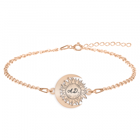 Bijuterii personalizate - Ceres - Bratara personalizata Soare si Luna din argint 925 placat cu aur roz