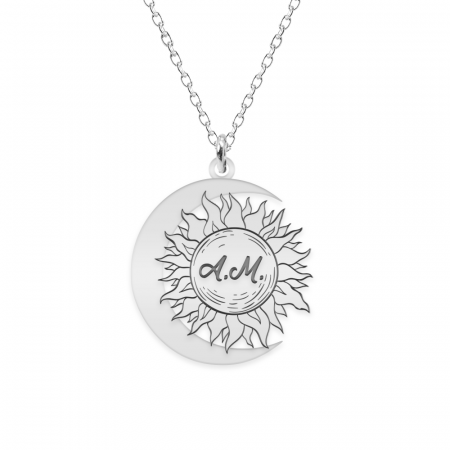 Lantisoare cu text personalizat din argint - Ceres - Colier personalizat Soare si Luna din argint 925