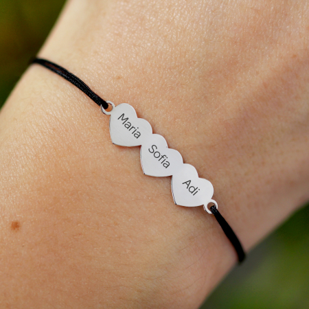 Bratara cu 3 inimi, personalizare cu orice nume - argint 925 [1]