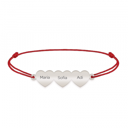Bratari din argint - Bratara cu 3 inimi, personalizare cu orice nume - argint 925