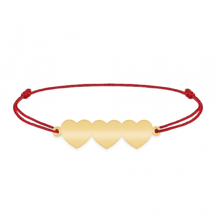 Bijuterii placate cu aur - Bratara cu 3 inimi personalizate cu nume - argint 925 placat cu aur 24K