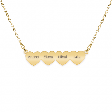 Lant cu 2-3-4 inimi personalizate cu nume - argint 925 placat cu aur 24K [3]