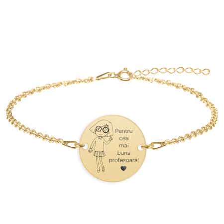 Bratari personalizate - Charlotte - Bratara personalizata din argint 925 placat cu aur galben 24K pentru Profesoara