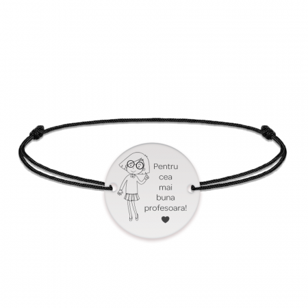 Charlotte - Bratara personalizata snur si banut din argint 925 pentru Profesoara [1]