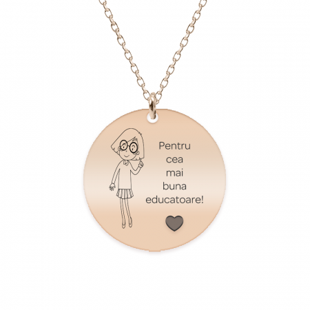 Bijuterii placate cu aur - Charlotte - Colier personalizat educatoare din argint 925 placat cu aur roz