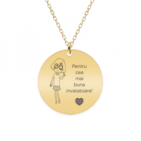 Bijuterii placate cu aur - Charlotte - Colier personalizat invatatare din argint 925 placat cu aur galben 24K