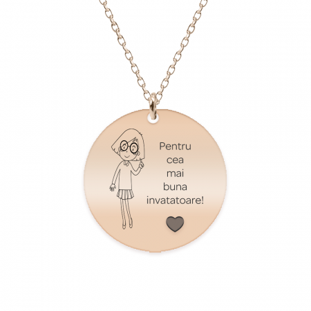 Bijuterii placate cu aur - Charlotte - Colier personalizat invatatoare din argint 925 placat cu aur roz