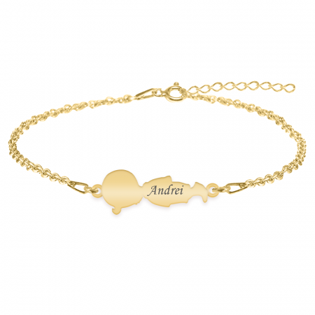 Bijuterii personalizate - Child - Bratara personalizata baietel din argint 925 placat cu aur galben 24K