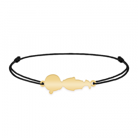 Bratari personalizate - Child - Bratara personalizata snur baietel din argint 925 placat cu aur galben 24K