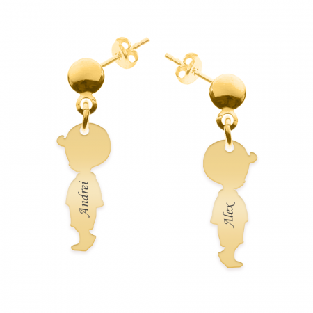 Child - Cercei personalizati copii cu tija din argint 925 placat cu aur galben 24K [2]