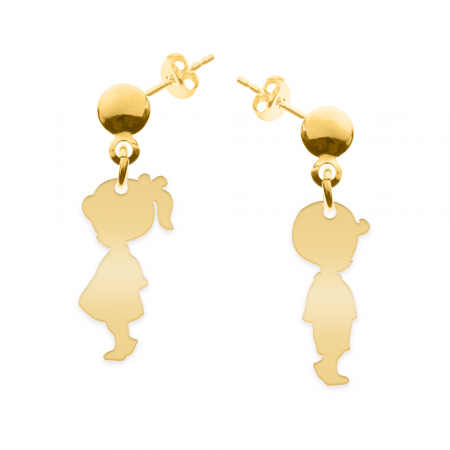 Cercei personalizati - Child - Cercei personalizati copii cu tija din argint 925 placat cu aur galben 24K