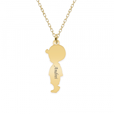 Lantisoare cu nume - Colier personalizat baietel din argint 925 placat cu aur galben 24K