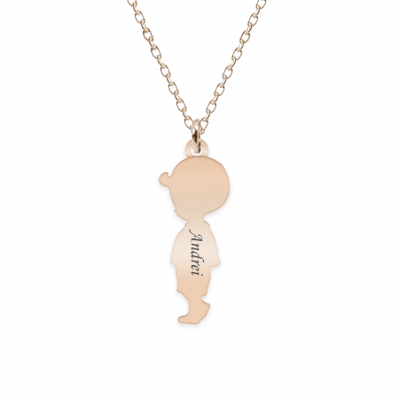 Lantisoare cu nume - Colier personalizat baietel din argint 925 placat cu aur roz