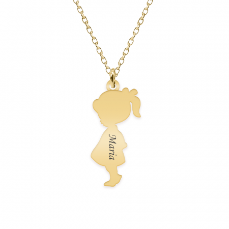 Bijuterii din argint placate cu aur 24K - Child - Colier personalizat fetita din argint 925 placat cu aur galben 24K