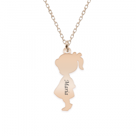 Bijuterii din argint placate cu aur 24K - Child - Colier personalizat fetita din argint 925 placat cu aur roz