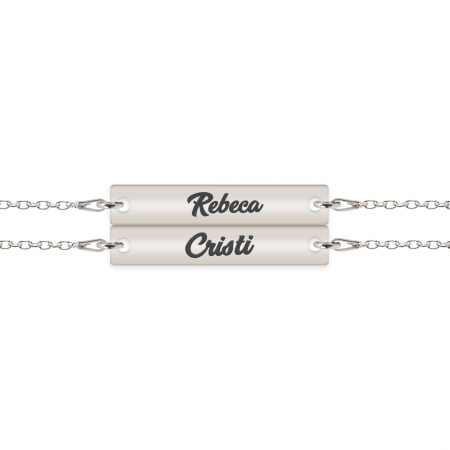 Seturi - Chris - Set bratari personalizate tablita cu nume pentru cuplu din argint 925