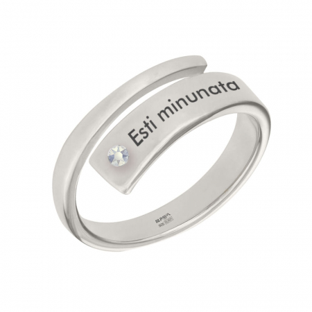 Inele personalizate - Clara - Inel personalizat cu nume asimetric reglabil din argint 925