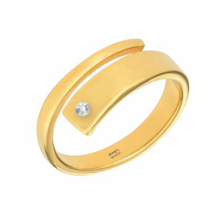 Clara - Inel personalizat cu nume asimetric reglabil din argint 925 placat cu aur galben 24K [1]