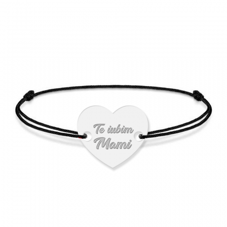 Claudia - Bratara din snur cu talisman personalizat din argint 925 - Inimioara [1]