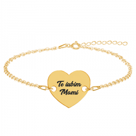Bratari personalizate - Claudia - Bratara personalizata din argint 925 placat cu aur galben 24K- Inimioara