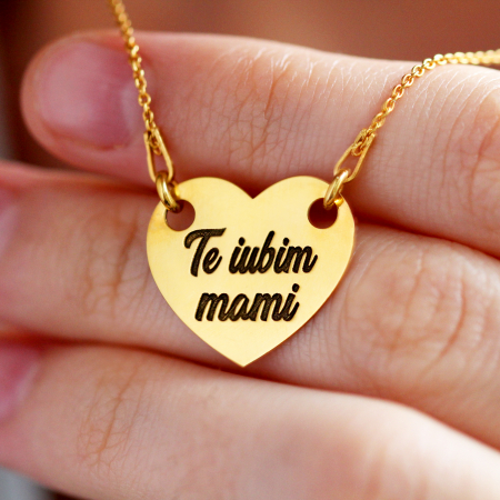 Claudia - Colier personalizat inimioara din argint 925 placat cu aur galben 24K [2]