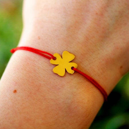 Clover - Bratara personalizata snur initiala - trifoi argint 925 placat cu aur galben 24K [2]