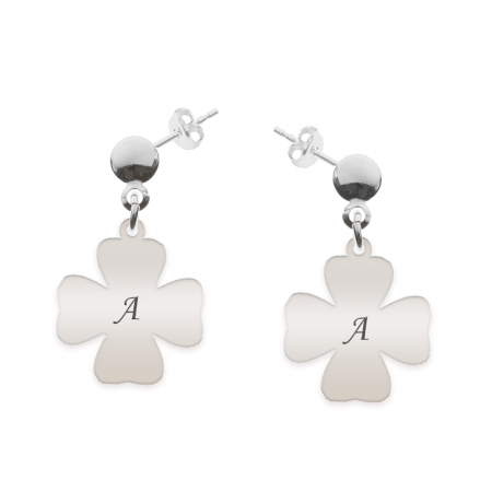 Cercei din argint - Clover - Cercei personalizati cu tija si trifoi decupat din argint 925