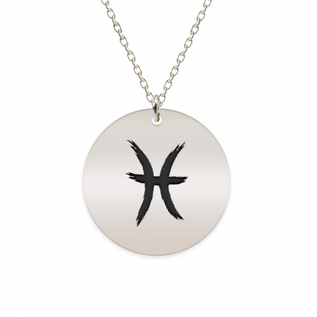 Bijuterii din argint - Colier argint 925 personalizat cu semn zodiacal Pesti