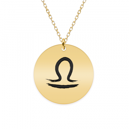 Bijuterii placate cu aur - Colier argint 925 placat cu aur galben 24K personalizat cu semn zodiacal Balanta