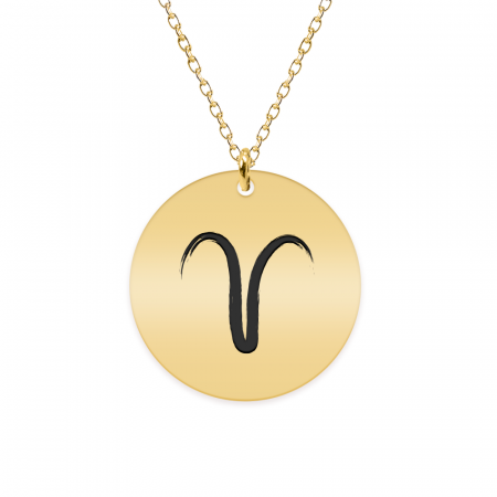 Bijuterii placate cu aur - Colier argint 925 placat cu aur galben 24K personalizat cu semn zodiacal Berbec