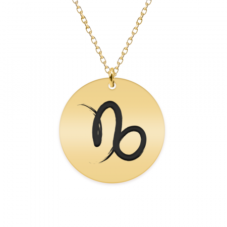 Bijuterii placate cu aur - Colier argint 925 placat cu aur galben 24K personalizat cu semn zodiacal Capricorn