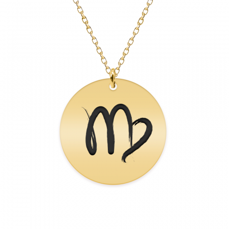 Bijuterii placate cu aur - Colier argint 925 placat cu aur galben 24K personalizat cu semn zodiacal Fecioara