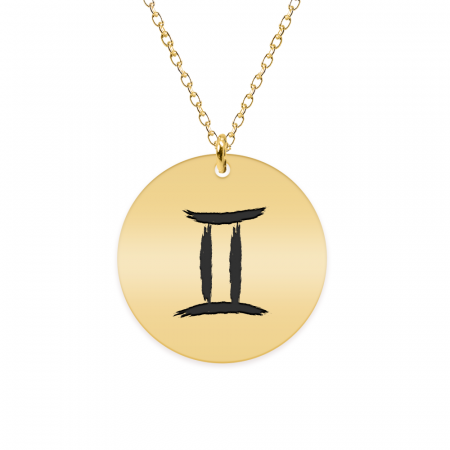 Bijuterii placate cu aur - Colier argint 925 placat cu aur galben 24K personalizat cu semn zodiacal Gemeni