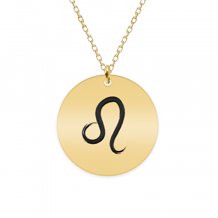 Bijuterii placate cu aur - Colier argint 925 placat cu aur galben 24K personalizat cu semn zodiacal Leu