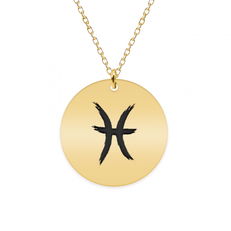 Bijuterii placate cu aur - Colier argint 925 placat cu aur galben 24K personalizat cu semn zodiacal Pesti