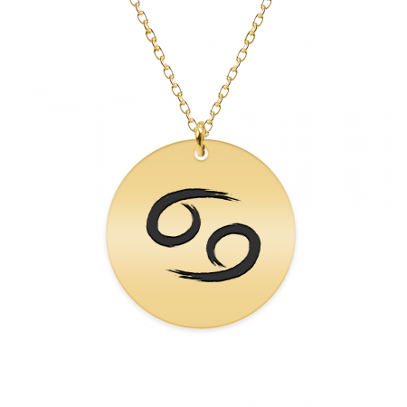 Bijuterii placate cu aur - Colier argint 925 placat cu aur galben 24K personalizat cu semn zodiacal Rac