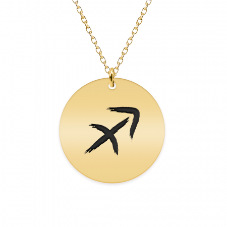 Bijuterii placate cu aur - Colier argint 925 placat cu aur galben 24K personalizat cu semn zodiacal Sagetator