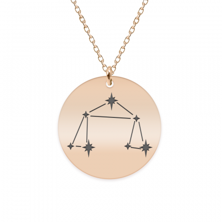 Bijuterii placate cu aur - Colier argint 925 placat cu aur Roz personalizat cu constelatii - Balanta