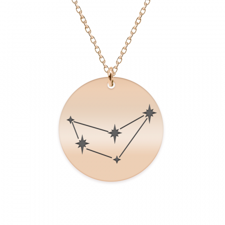 Bijuterii placate cu aur - Colier argint 925 placat cu aur Roz personalizat cu constelatii - Capricorn