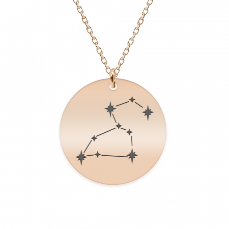 Bijuterii placate cu aur - Colier argint 925 placat cu aur Roz personalizat cu constelatii - Leu