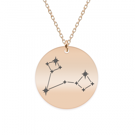 Bijuterii placate cu aur - Colier argint 925 placat cu aur Roz personalizat cu constelatii - Pesti