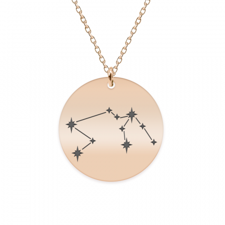 Bijuterii placate cu aur - Colier argint 925 placat cu aur Roz personalizat cu constelatii - Varsator