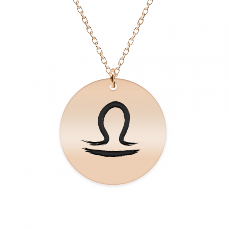 Bijuterii placate cu aur - Colier argint 925 placat cu aur Roz personalizat cu semn zodiacal Balanta