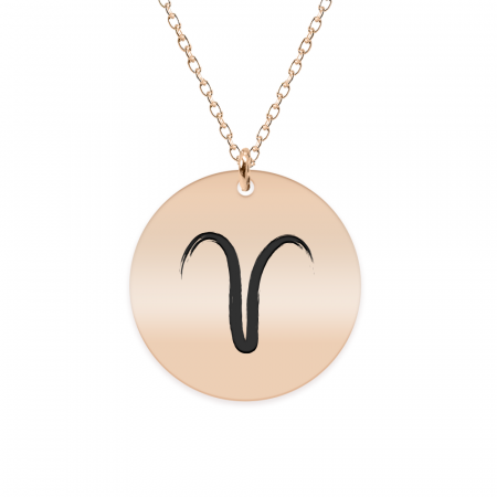 Bijuterii placate cu aur - Colier argint 925 placat cu aur Roz personalizat cu semn zodiacal Berbec