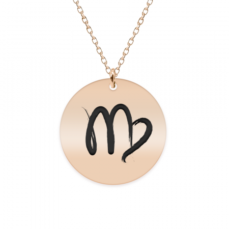 Bijuterii placate cu aur - Colier argint 925 placat cu aur Roz personalizat cu semn zodiacal Fecioara