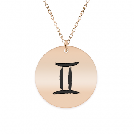 Bijuterii placate cu aur - Colier argint 925 placat cu aur Roz personalizat cu semn zodiacal Gemeni